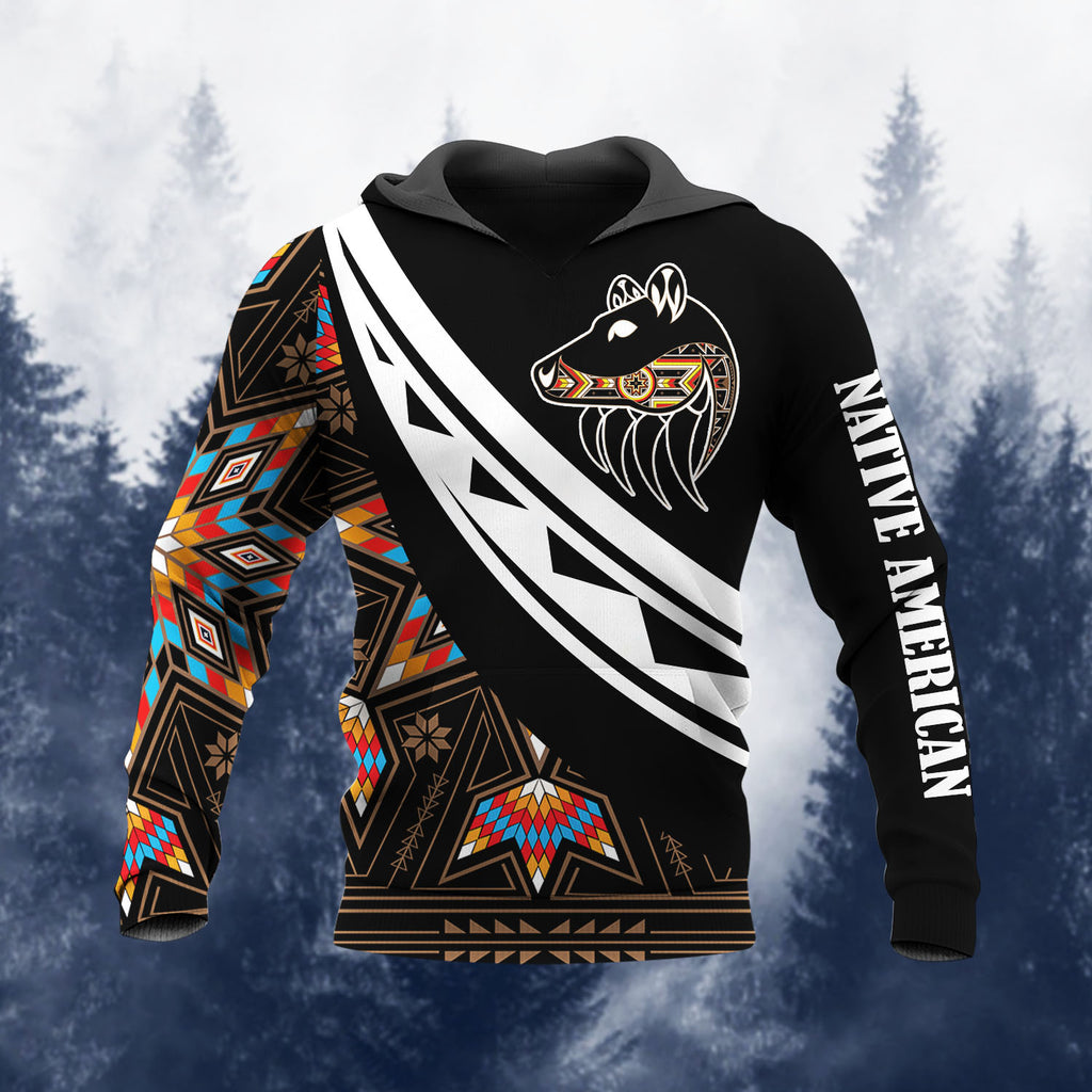 HD260119M06 Bear Native American Pride 3D Hoodie