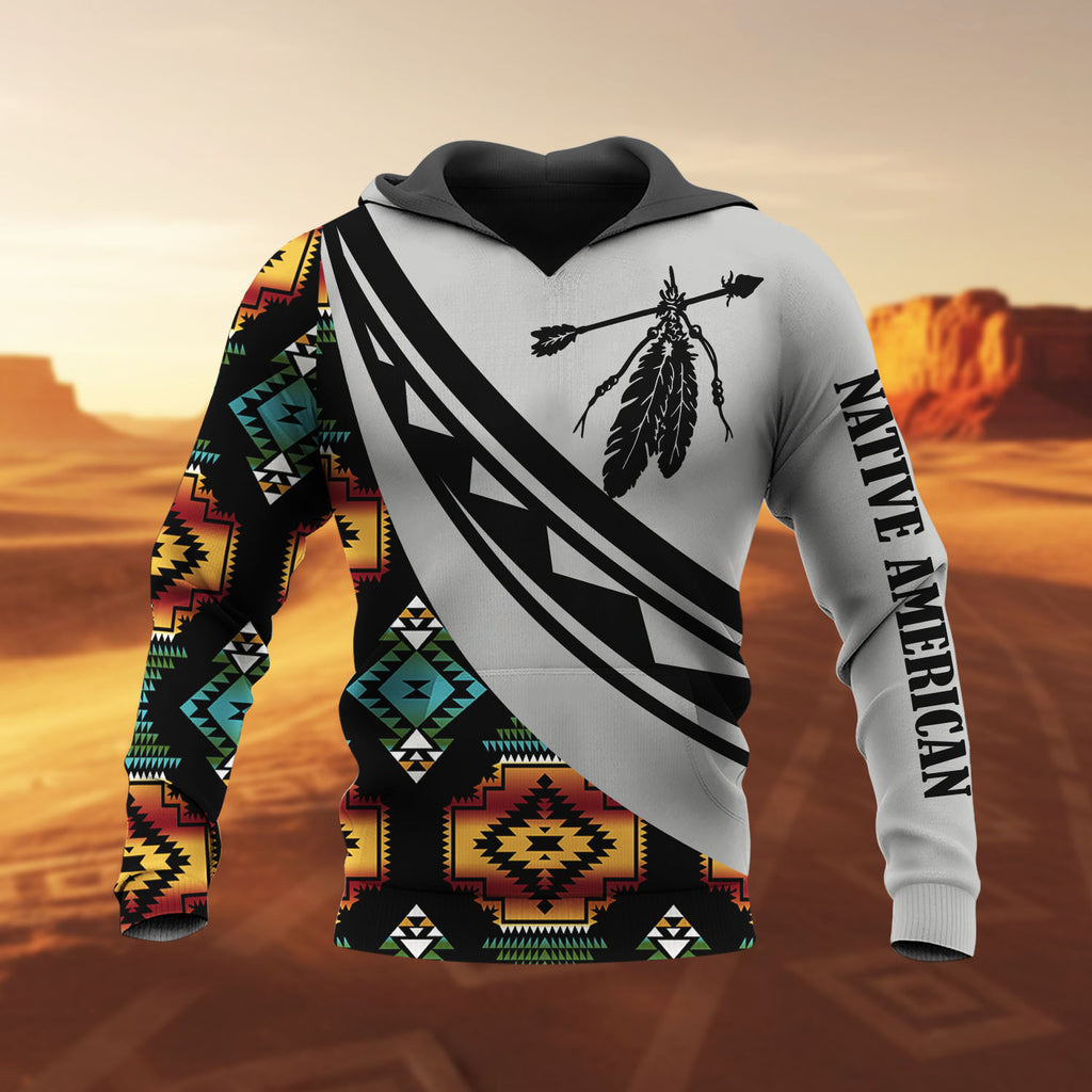 HD260119M10 Feather Native American Pride 3D Hoodie