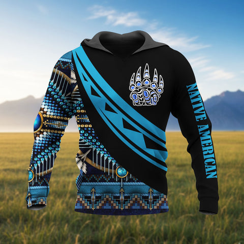 HD260119M11 Bear Native American Pride 3D Hoodie