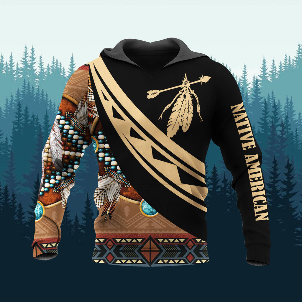 HD260119M12 Feather Native American Pride 3D Hoodie