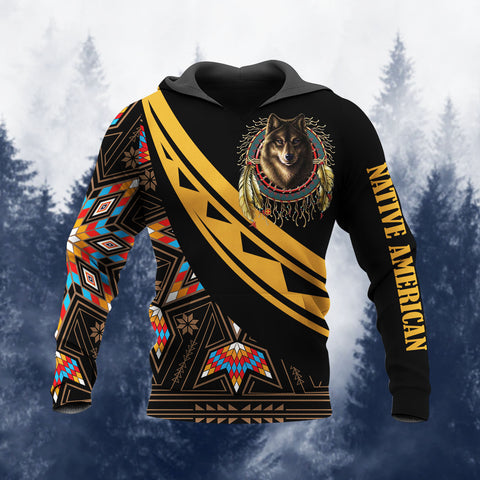HD260119M16 Wolf Chief Native American Pride 3D Hoodie