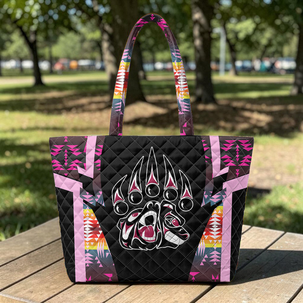 HDB00179 Native American Quilted Shoulder Tote Bag