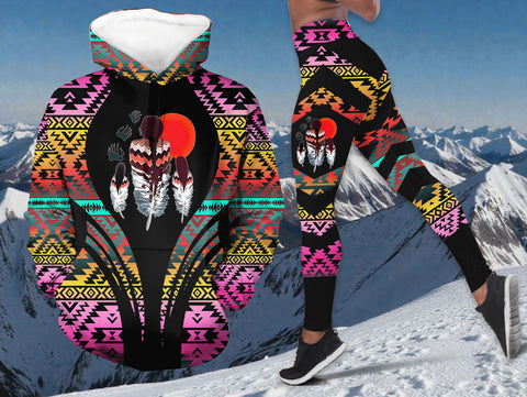 HDL251210M02 Mama Bear Native American Hoodie Leggings Set
