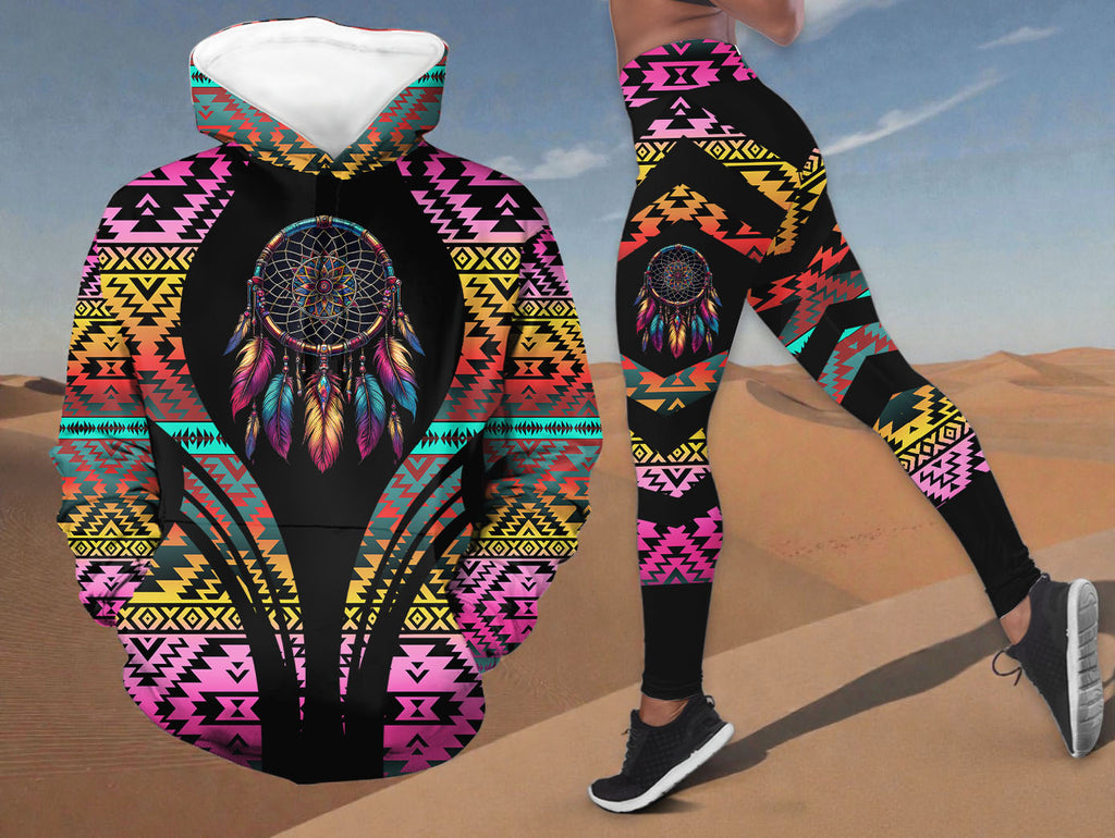 HDL251210M03 Dreamcatcher Native American Hoodie Leggings Set