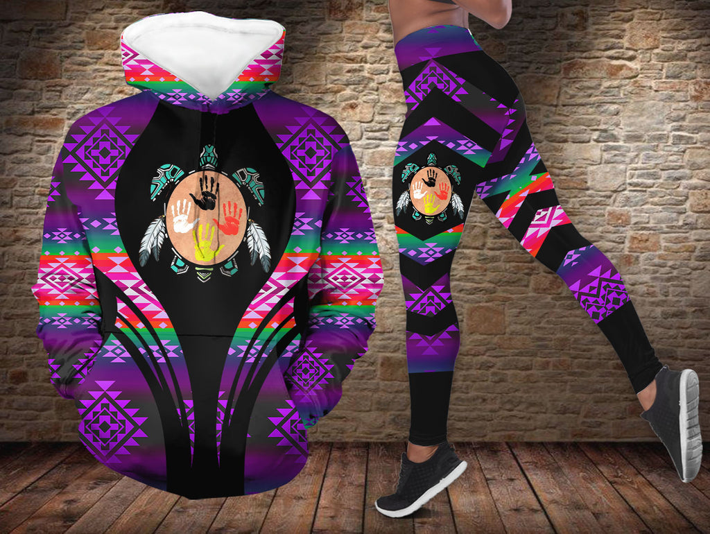 HDL251210M05 Turtle Native American Hoodie Leggings Set