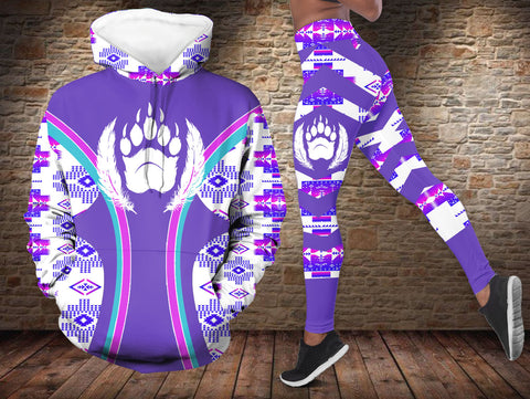 HDL251211M04 Bear Native American Hoodie Leggings Set