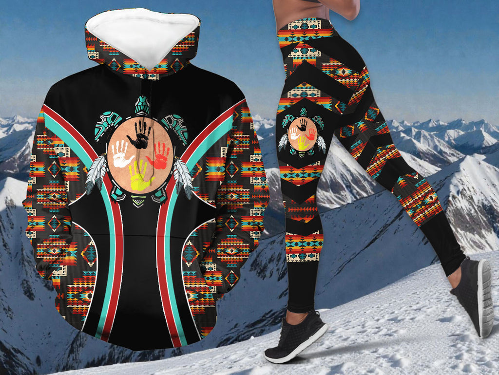 HDL251211M08 Turtle Native American Hoodie Leggings Set