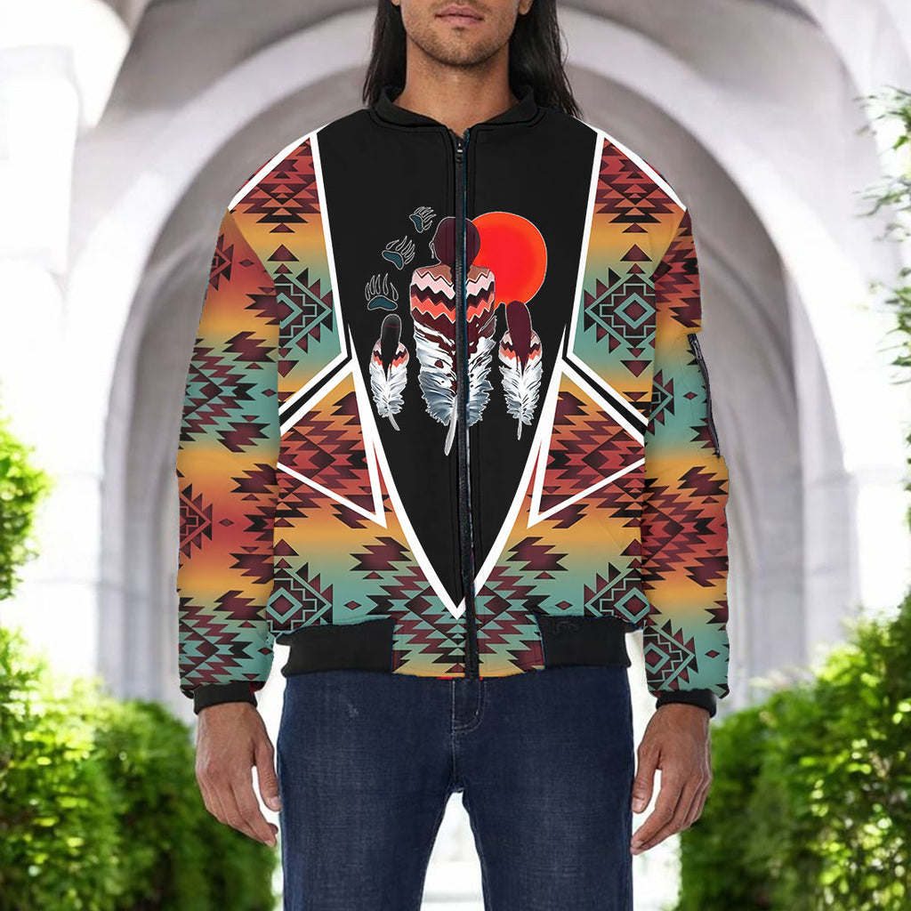 HDL251212M02 Native American Bomber Jacket With Sleeve Pocket
