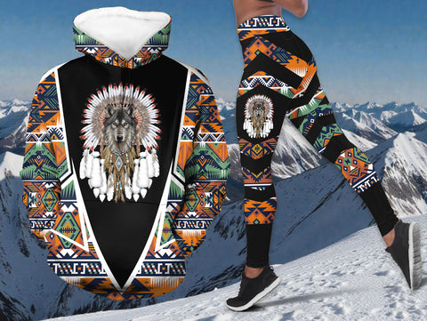 HDL251212M07 Wolf Chief Native American Hoodie Leggings Set
