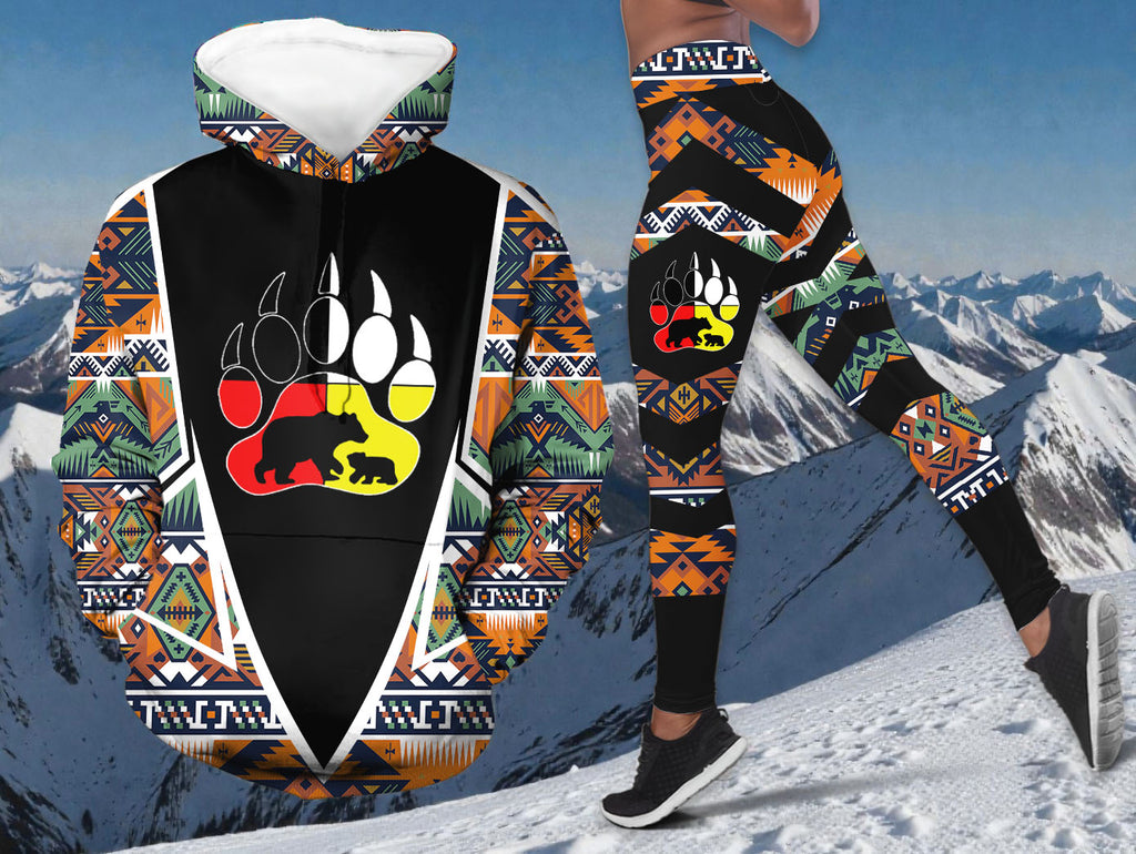 HDL251212M08 Mama Bear Native American Hoodie Leggings Set