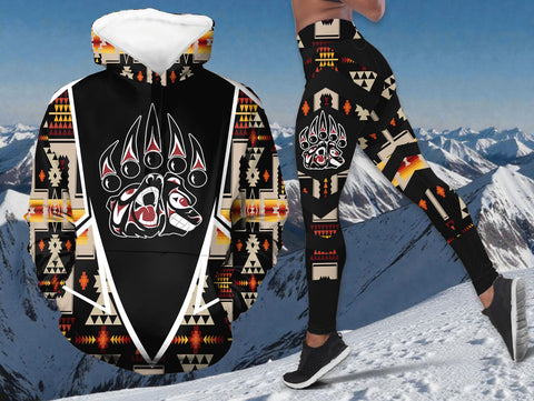 HDL251212M10 Bear Claw Native American Hoodie Leggings Set