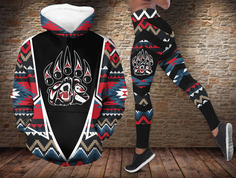 HDL251212M12 Bear Claw Native American Hoodie Leggings Set