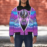 HDL251212M15 Wolf Native American Bomber Jacket With Sleeve Pocket