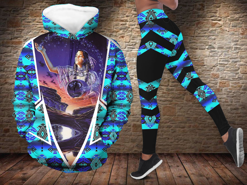 HDL251212M19 Woman Sky Native American Hoodie Leggings Set