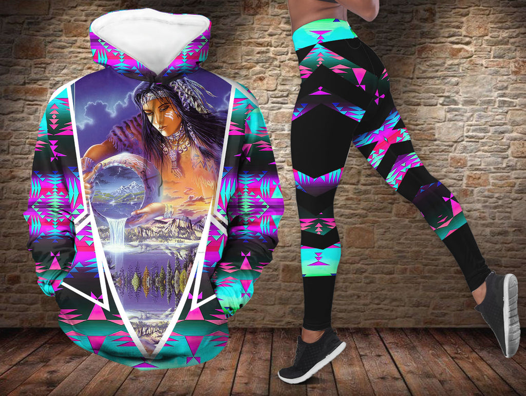 HDL251212M20 Woman Sky Native American Hoodie Leggings Set