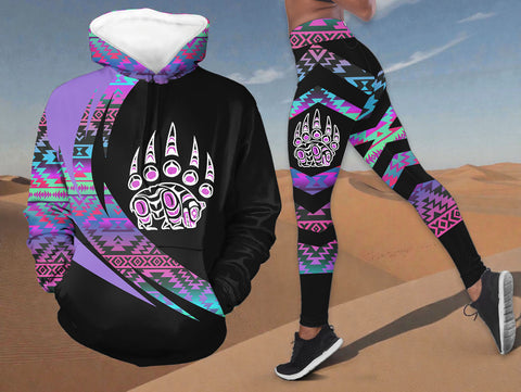 HDL251215M09 Bear Native American Hoodie Leggings Set