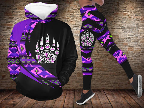 HDL251215M11 Bear Native American Hoodie Leggings Set