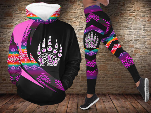 HDL251215M12 Bear Native American Hoodie Leggings Set