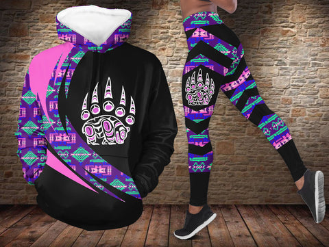 HDL251215M13 Bear Native American Hoodie Leggings Set
