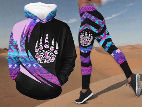 HDL251215M14 Bear Native American Hoodie Leggings Set