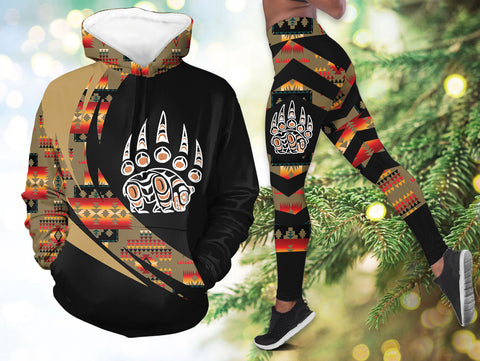 HDL251215M15 Bear Native American Hoodie Leggings Set