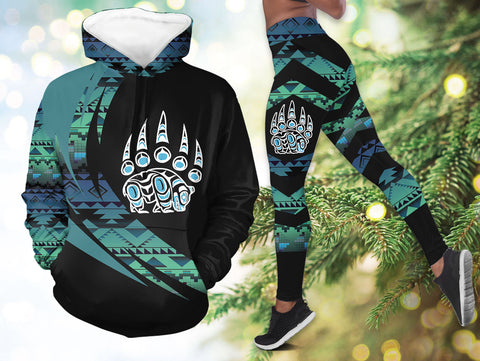 HDL251215M16 Bear Native American Hoodie Leggings Set