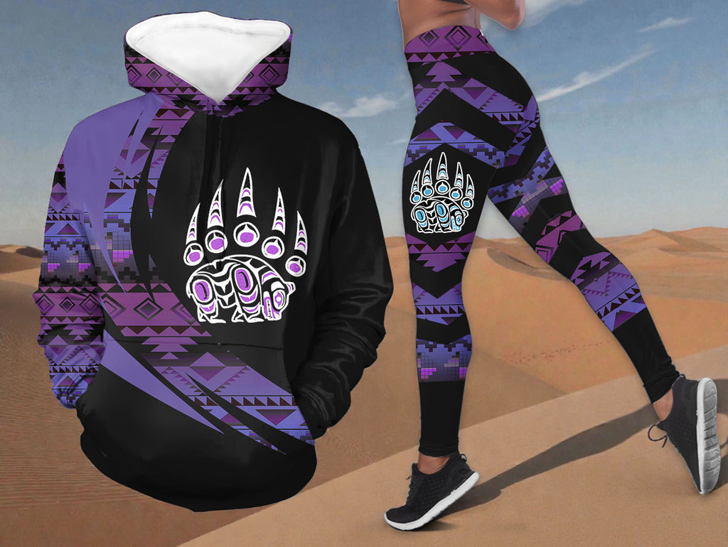 HDL251215M17 Bear Native American Hoodie Leggings Set