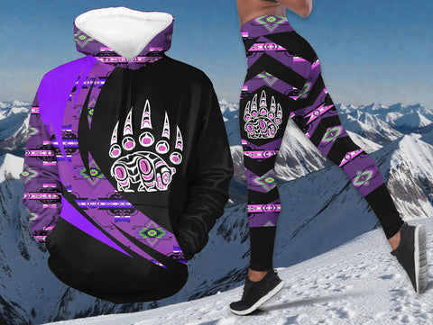 HDL251215M20 Bear Native American Hoodie Leggings Set