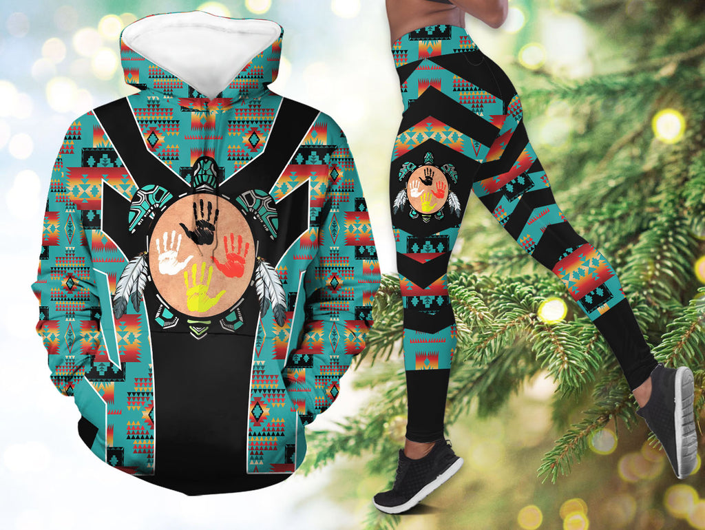 HDL251216M06 Turtle Native American Hoodie Leggings Set