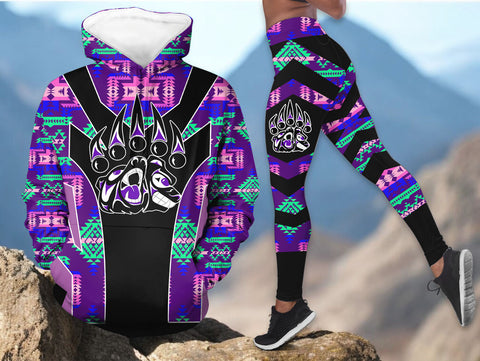 HDL251216M12 Bear Native American Hoodie Leggings Set