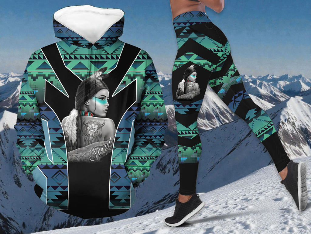 HDL251216M13 Woman Spirit Native American Hoodie Leggings Set