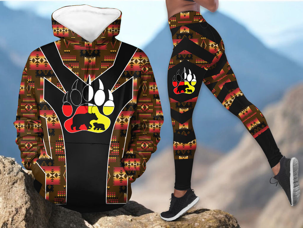 HDL251216M15 Mama Bear Native American Hoodie Leggings Set