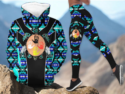 HDL251216M16 Turtle Native American Hoodie Leggings Set