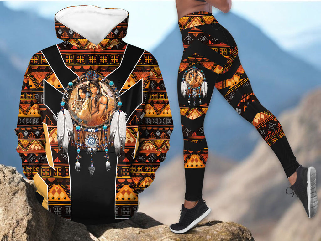 HDL251216M19 Dreamcatcher Native American Hoodie Leggings Set