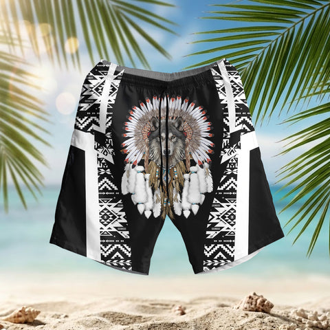HSM020 Wolf Chief Native American Hawaiian Shorts