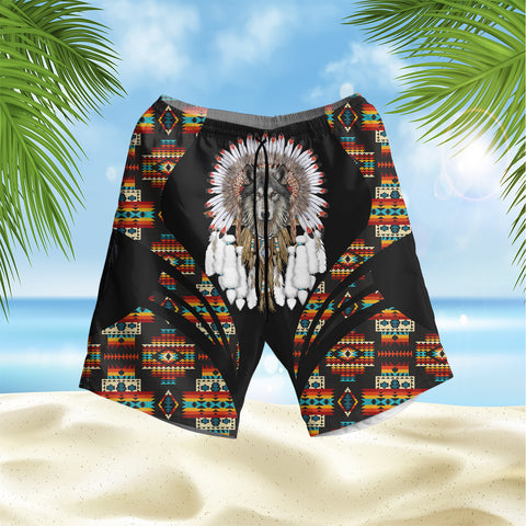 HSM025 Wolf Chief Native American Hawaiian Shorts