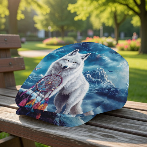 HW250409 Wolf Dreamcatcher Native American Jeff Cap