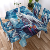 HW250409 Wolf Native American 5pcs Dining Table Set - Tablecloth