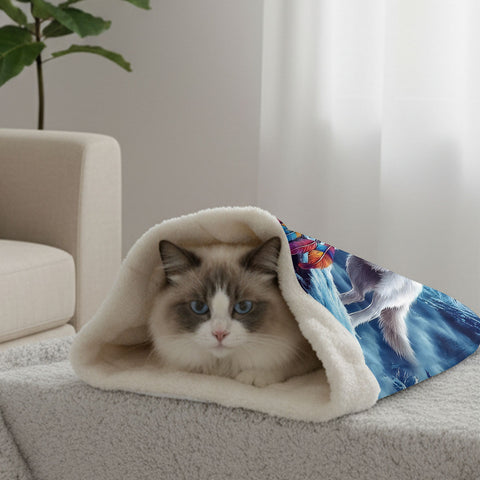 HW250409 Wolf Native American Double-Layer Pet Sleeping Bag