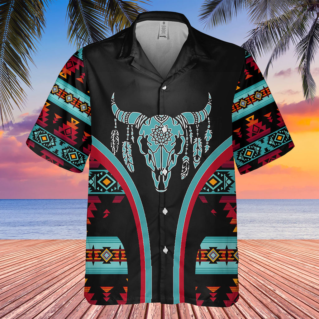 HW250429M02 Bison Native American Hawaiian Shirt 3D