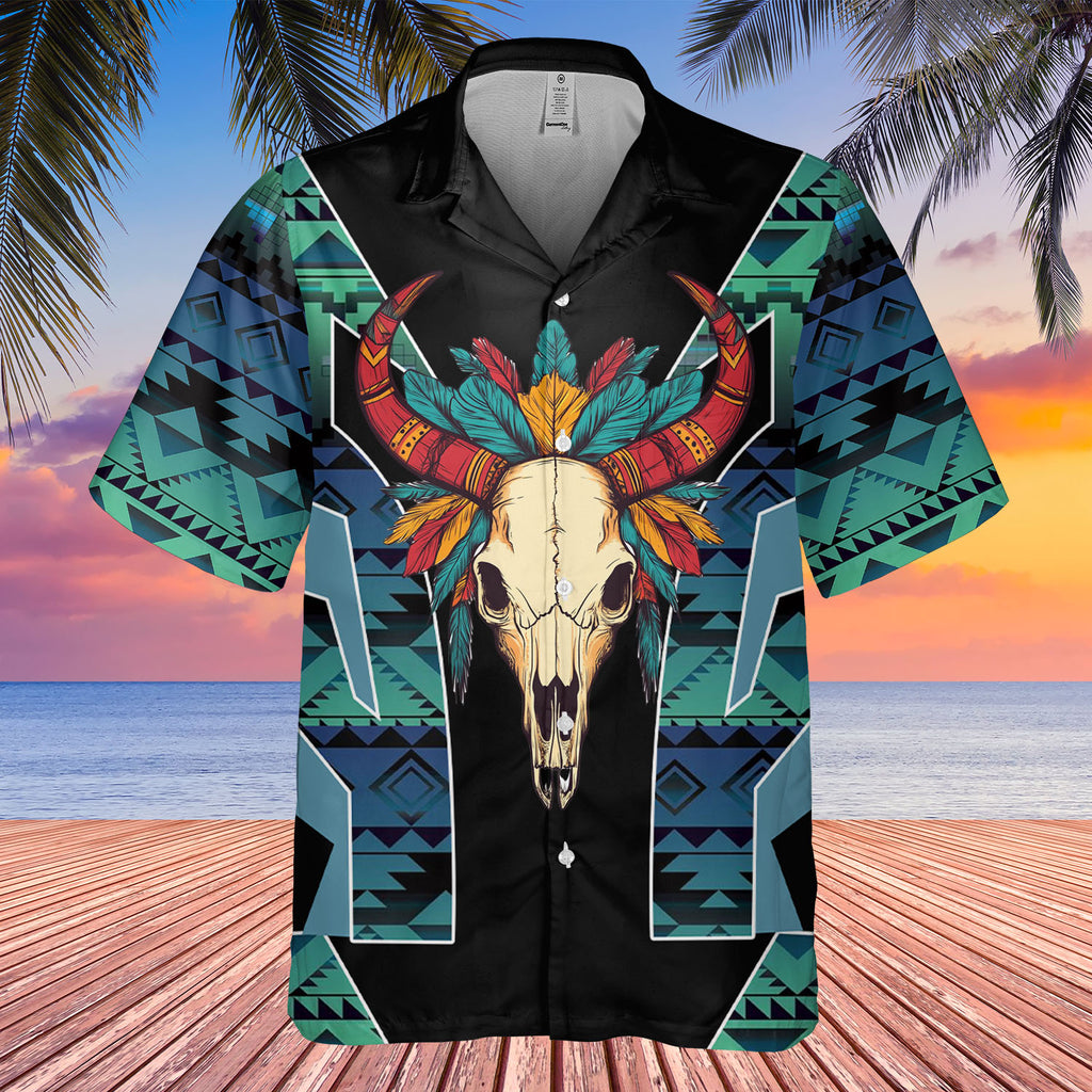 HW250429M03 Bison Native American Hawaiian Shirt 3D