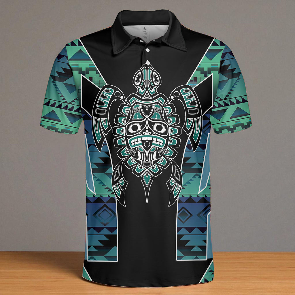 HW250429M05 Tribe Turtle Native American Polo T-Shirt 3D