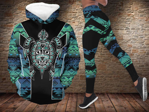 HW250429M05 Turtle Native American Hoodie Leggings Set