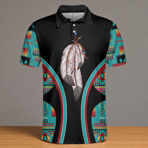 HW250429M06 Feather Native American Polo T-Shirt 3D