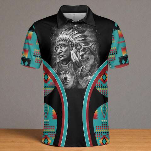 HW250429M09 Chief Native American Polo T-Shirt 3D