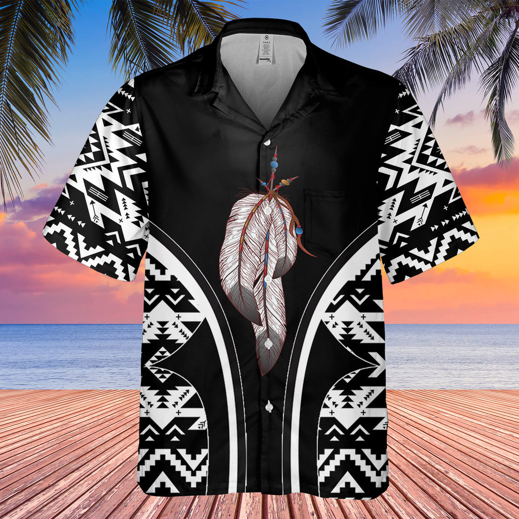 HW250429M10 Feather Native American Hawaiian Shirt 3D