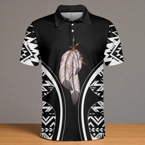 HW250429M10 Feather Native American Polo T-Shirt 3D