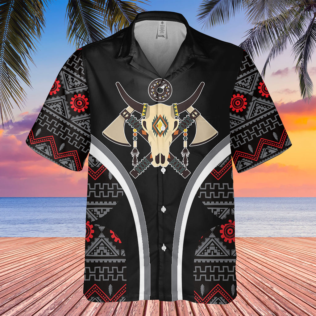 HW250429M17 Bison Native American Hawaiian Shirt 3D