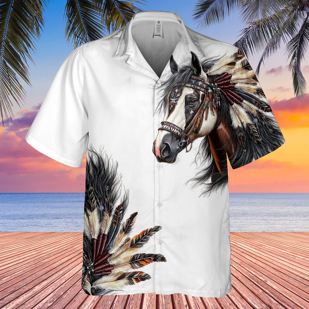 HW250429M19 Horse Feather Native American Hawaiian Shirt 3D