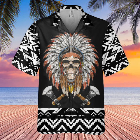 HW250711M03 Chief Skull Native American Hawaiian Shirt 3D